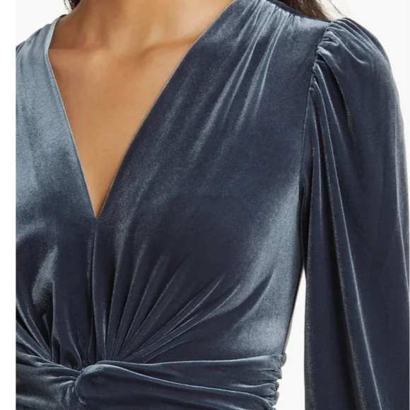 Vince Camuto Velvet Twist Front Dress Charcoal Gray Women's Size 4 - Picture 3 of 7
